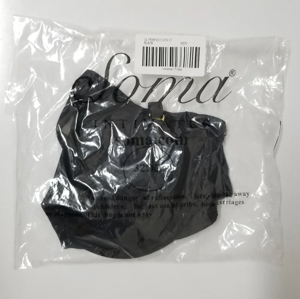 SOMA Embraceable Signature Lace Unlined Perfect Coverage Bra Black 32DD NWT